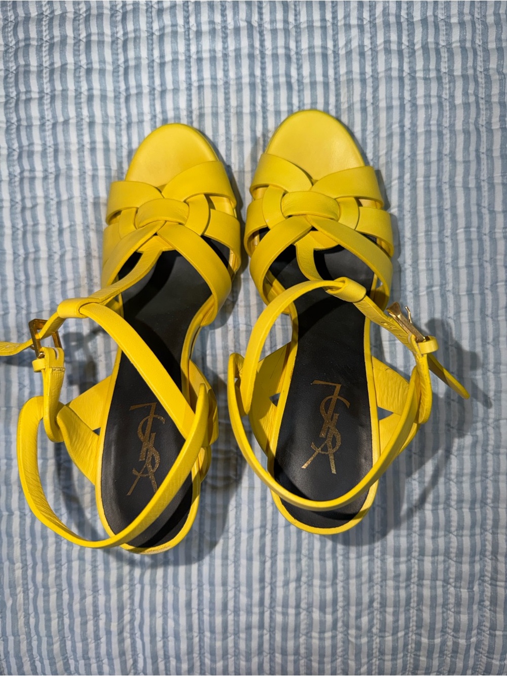 Saint Laurent Bright Yellow Leather Knotted Sandals